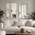 36"x24" Iron Rectangle Silver Pivot Wall Mirror, Tilting Bathroom Vanity Mirror, Adjustable for Bedroom & Living Room