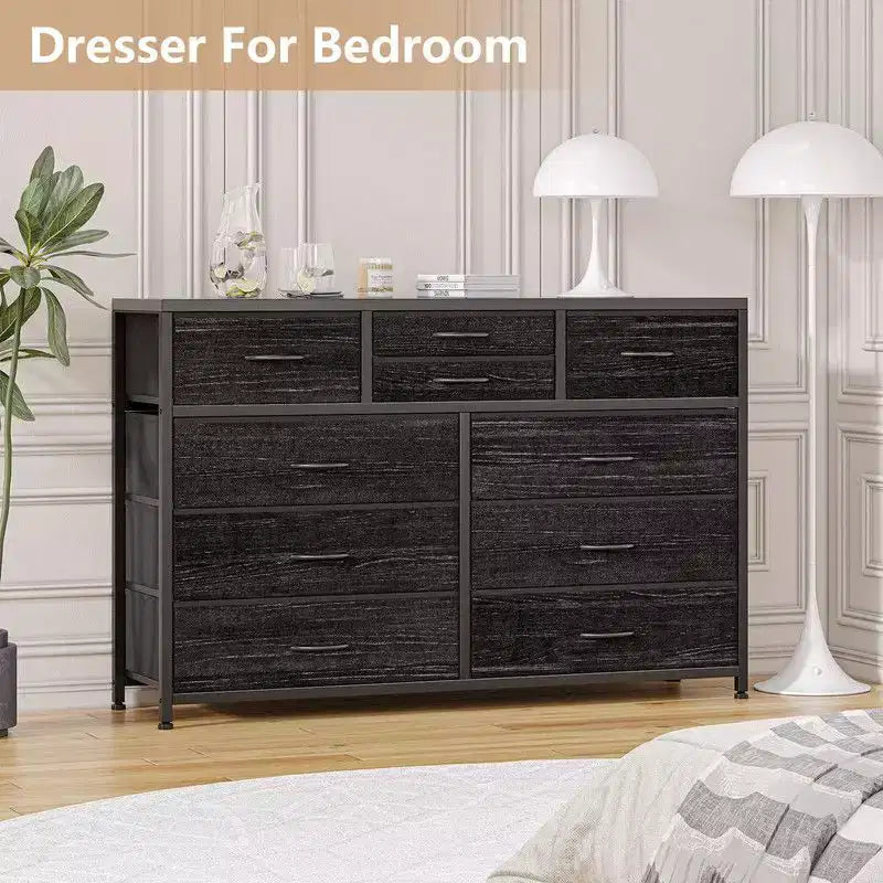 10 Drawers Fabric Dressers for Bedroom, Modern Chest of Drawers