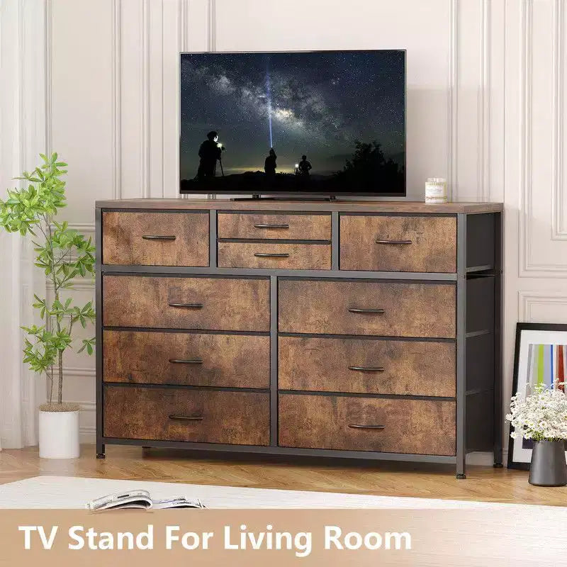 10 Drawers Fabric Dressers for Bedroom, Modern Chest of Drawers
