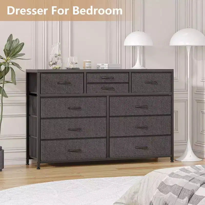 10 Drawers Fabric Dressers for Bedroom, Modern Chest of Drawers