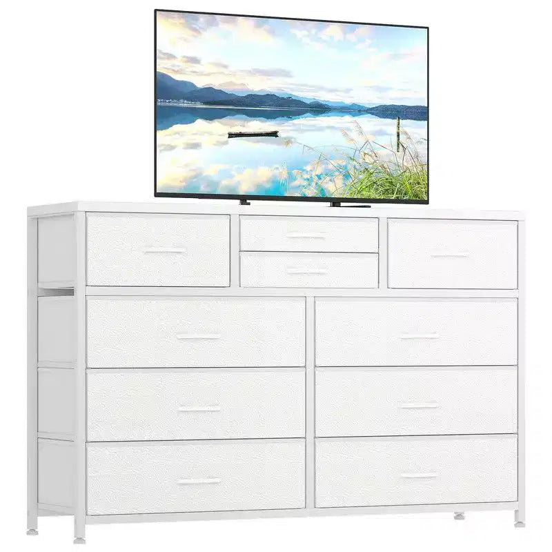 10 Drawers Fabric Dressers for Bedroom, Modern Chest of Drawers