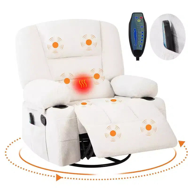 Rocking Recliner Chairs,Massage Recliner Chair with Vibration Massage and Heat,360 Swivel Rocking Recliner Chair with Side Pockets Cup Holdersr