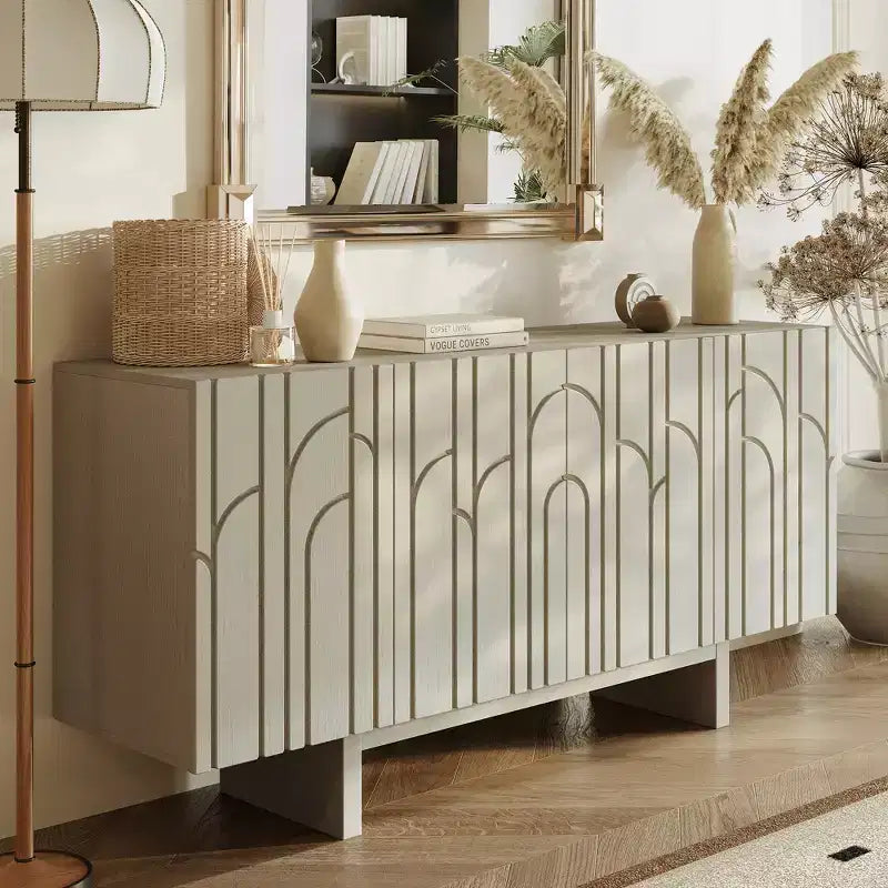 Modern 4-Door Freestanding Wood Storage Buffet Sideboard, TV Stand and Console