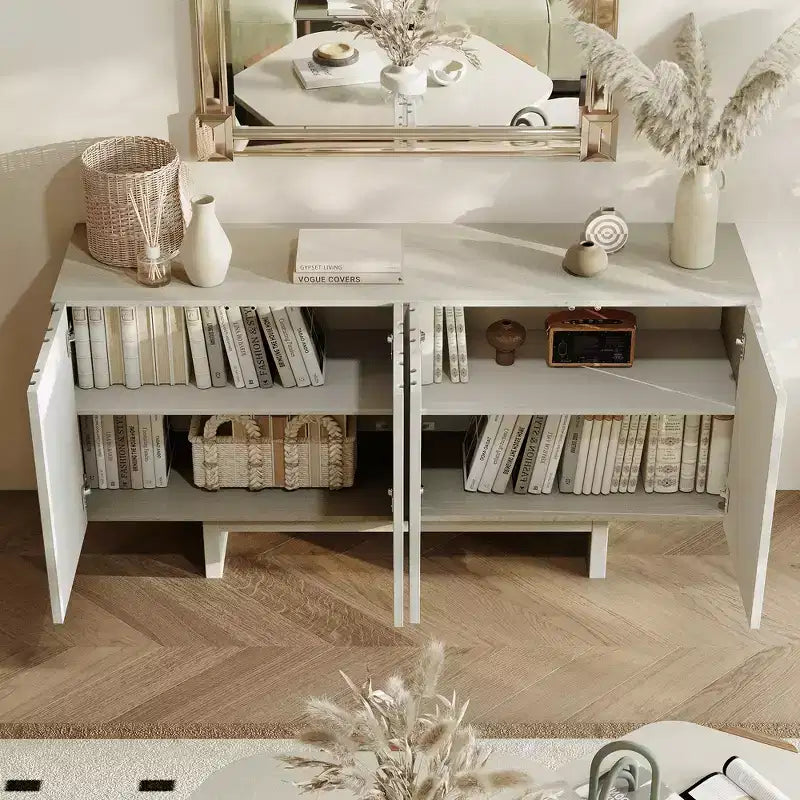 Modern 4-Door Freestanding Wood Storage Buffet Sideboard, TV Stand and Console