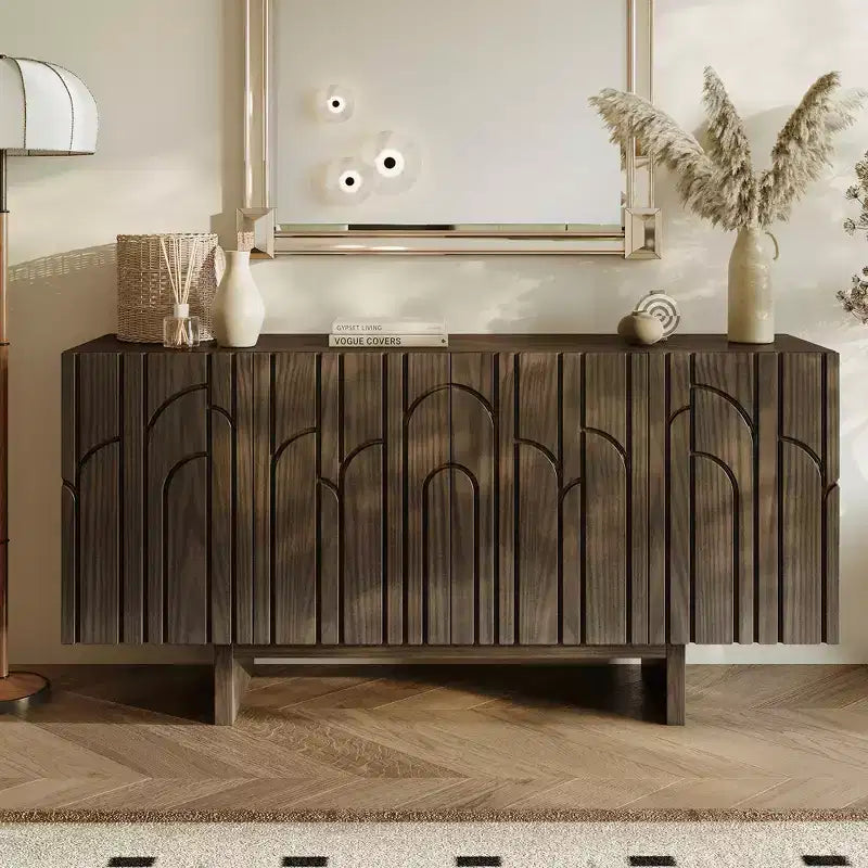 Modern 4-Door Freestanding Wood Storage Buffet Sideboard, TV Stand and Console