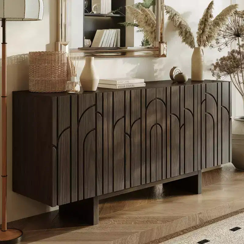 Modern 4-Door Freestanding Wood Storage Buffet Sideboard, TV Stand and Console