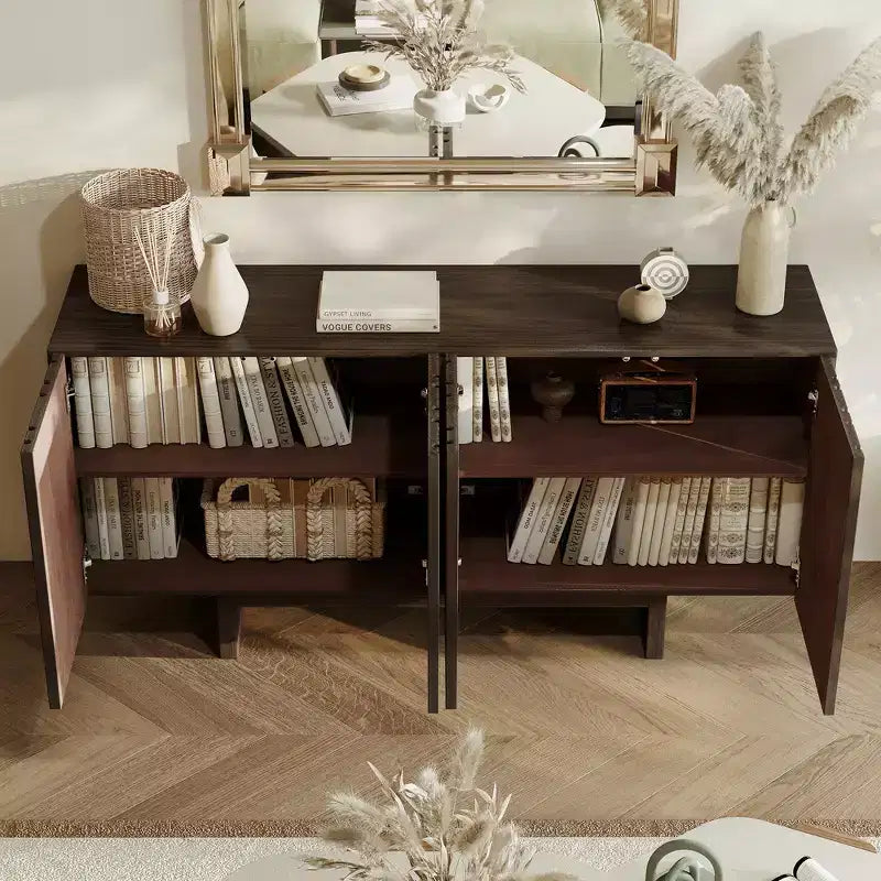 Modern 4-Door Freestanding Wood Storage Buffet Sideboard, TV Stand and Console