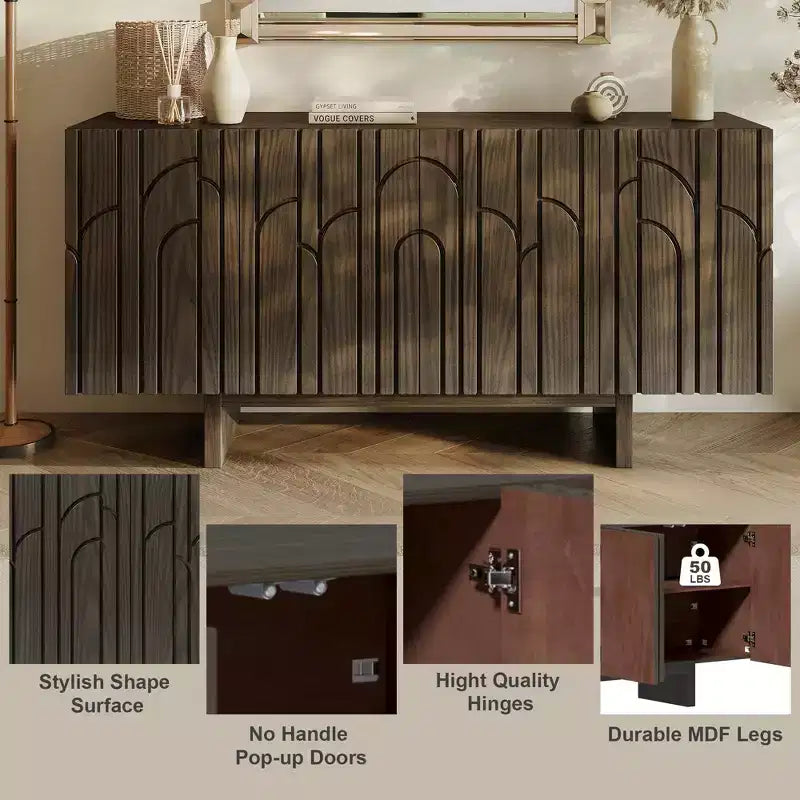 Modern 4-Door Freestanding Wood Storage Buffet Sideboard, TV Stand and Console