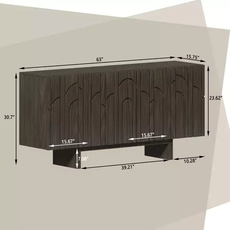 Modern 4-Door Freestanding Wood Storage Buffet Sideboard, TV Stand and Console