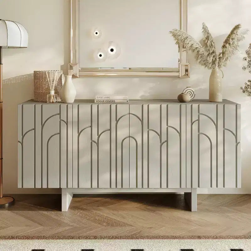Modern 4-Door Freestanding Wood Storage Buffet Sideboard, TV Stand and Console