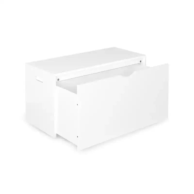 Kids Toy Chest with Pull-Out Storage Bins and Rolling Drawer, White