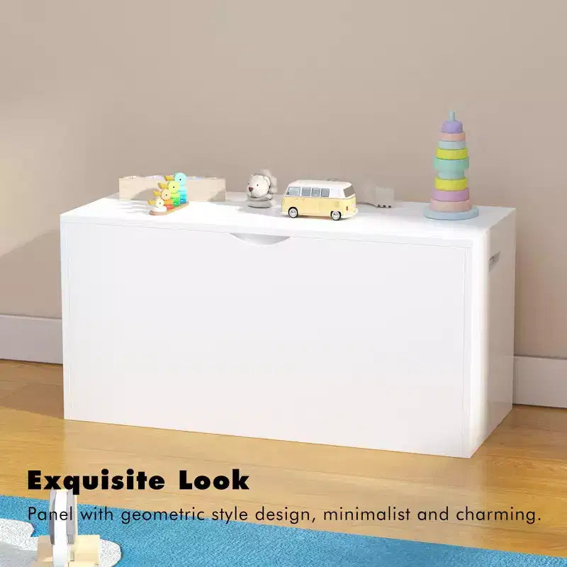 Kids Toy Chest with Pull-Out Storage Bins and Rolling Drawer, White