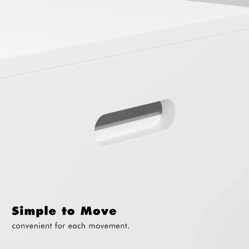 Kids Toy Chest with Pull-Out Storage Bins and Rolling Drawer, White