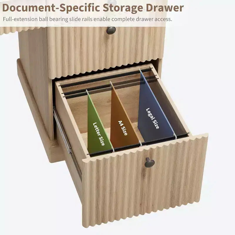 60" Home Office Desk with Charging Station, File Drawer & Fluted Panel Design for Study Room