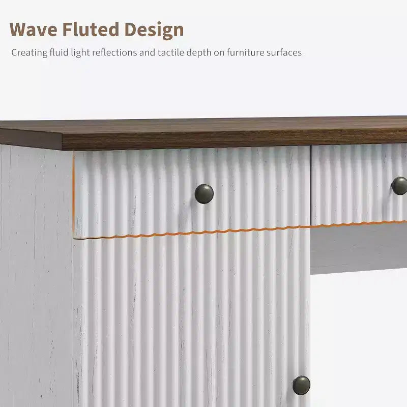 60" Home Office Desk with Charging Station, File Drawer & Fluted Panel Design for Study Room