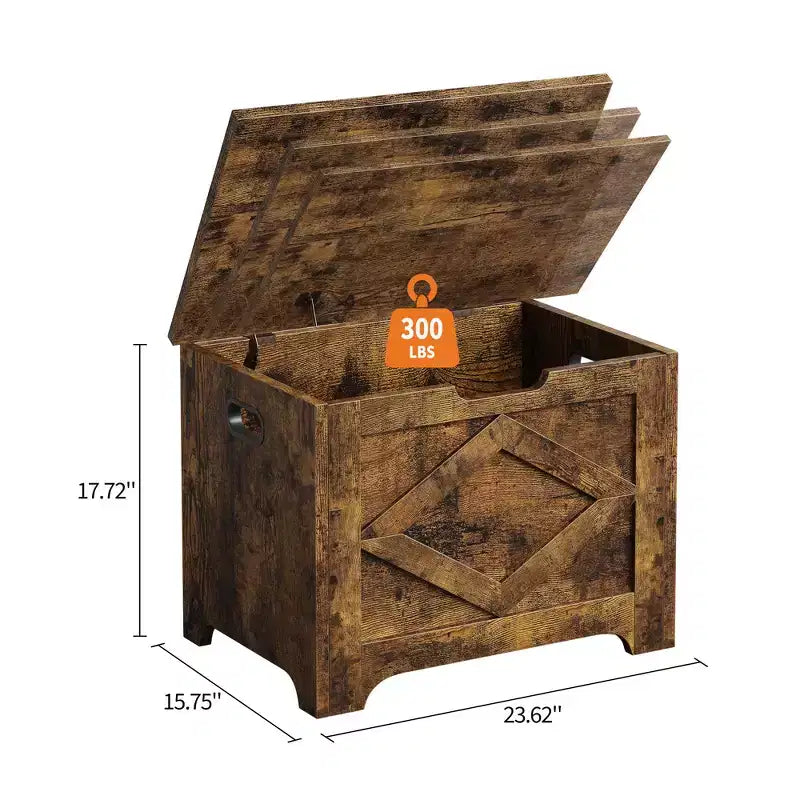 23.6" Wooden Storage Bench with Safety Hinge, Large Toy Chest & Storage Chest, Easy Assembly Entryway & Living Room Organizer