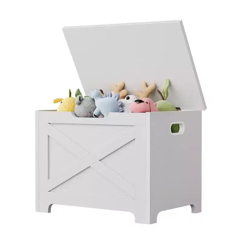23.6" Wooden Storage Bench with Safety Hinge, Large Toy Chest & Storage Chest, Easy Assembly Entryway & Living Room Organizer