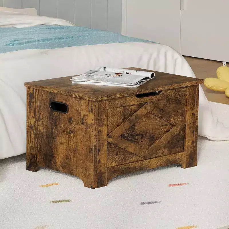 23.6" Wooden Storage Bench with Safety Hinge, Large Toy Chest & Storage Chest, Easy Assembly Entryway & Living Room Organizer