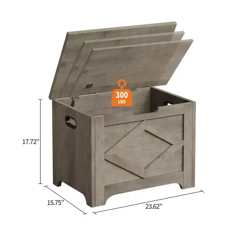 23.6" Wooden Storage Bench with Safety Hinge, Large Toy Chest & Storage Chest, Easy Assembly Entryway & Living Room Organizer