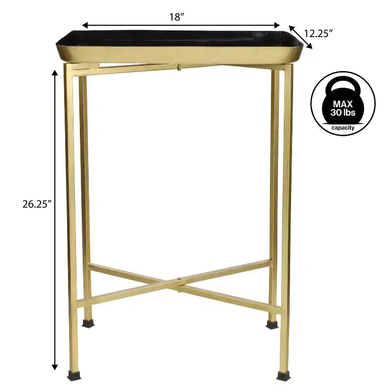 26.25" Industrial Metal Foldable Rectangular End Table & Side Table with Removable Tray Top