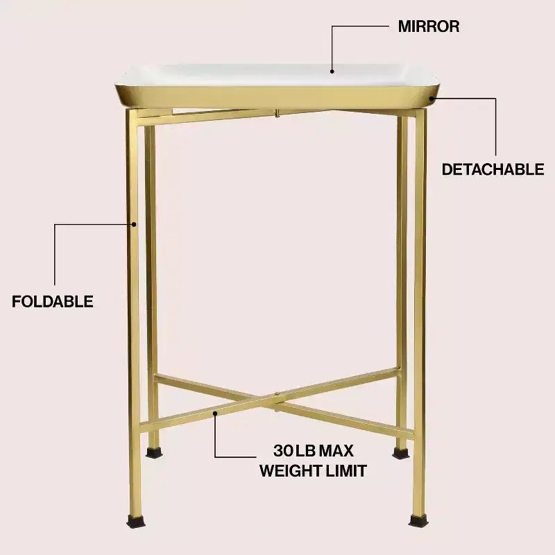 26.25" Industrial Metal Foldable Rectangular End Table & Side Table with Removable Tray Top