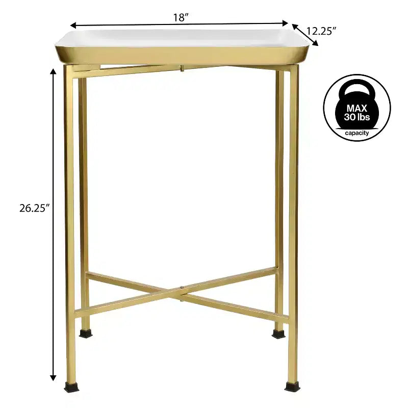 26.25" Industrial Metal Foldable Rectangular End Table & Side Table with Removable Tray Top