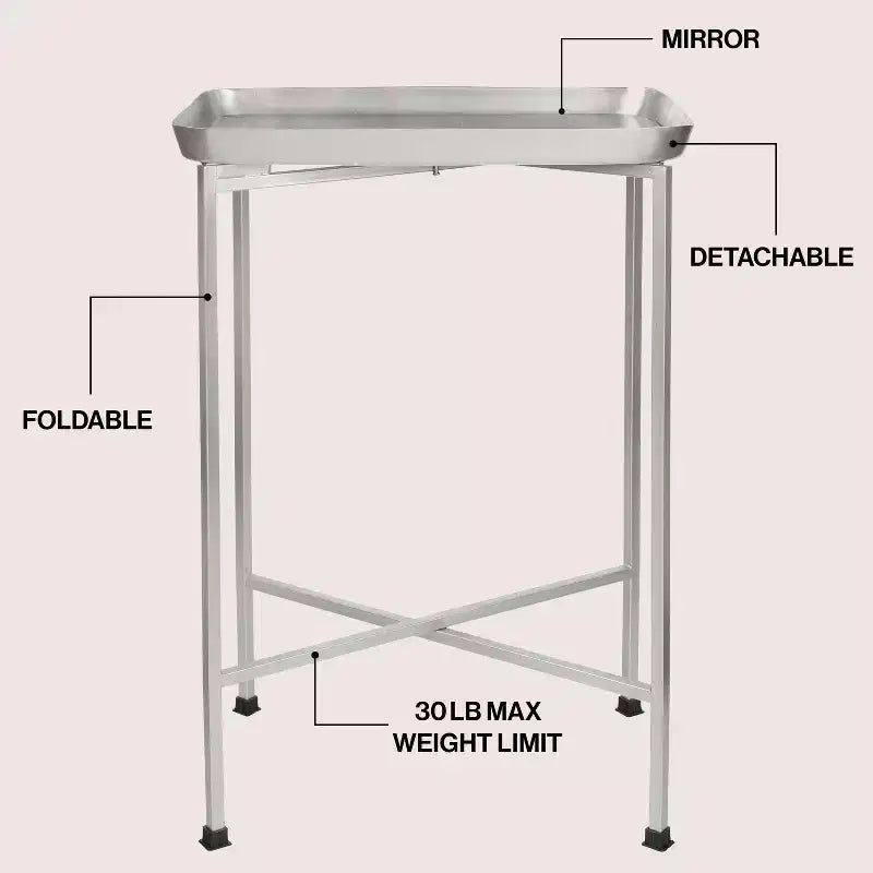 26.25" Industrial Metal Foldable Rectangular End Table & Side Table with Removable Tray Top