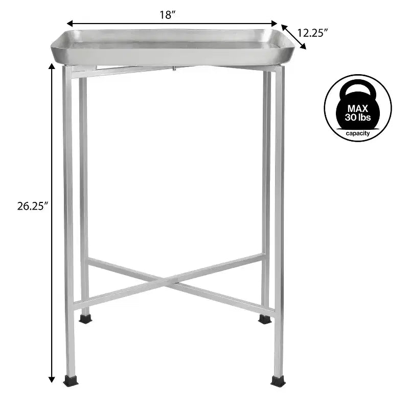 26.25" Industrial Metal Foldable Rectangular End Table & Side Table with Removable Tray Top