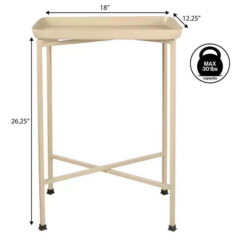 26.25" Industrial Metal Foldable Rectangular End Table & Side Table with Removable Tray Top