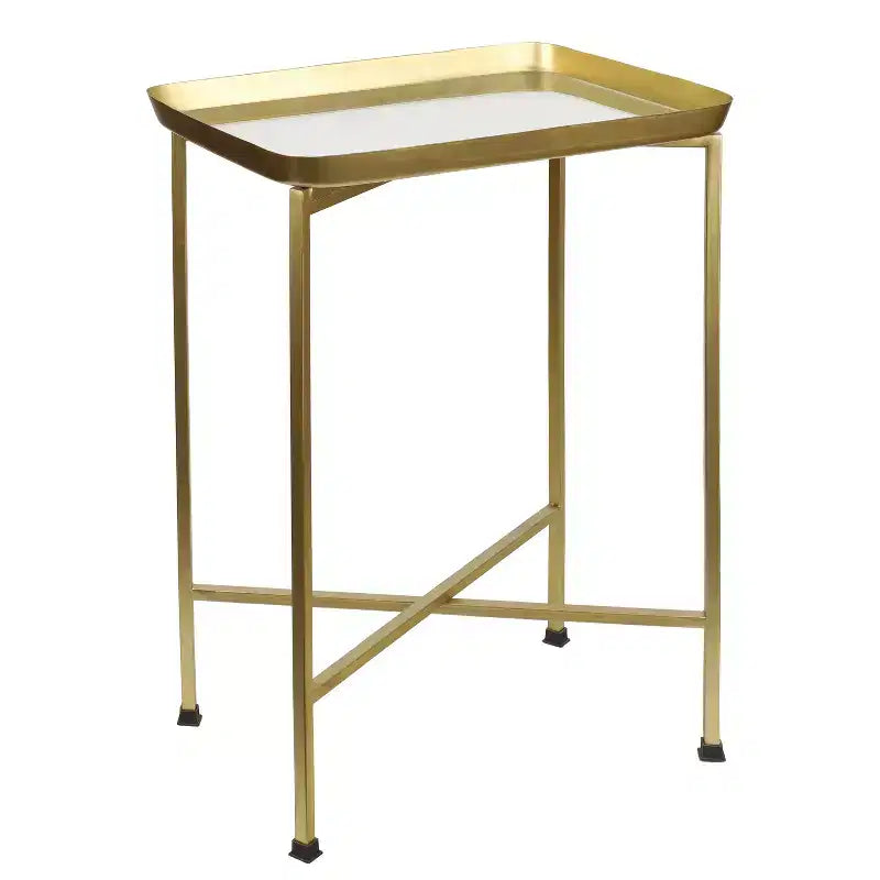 26.25" Industrial Metal Foldable Rectangular End Table & Side Table with Removable Tray Top