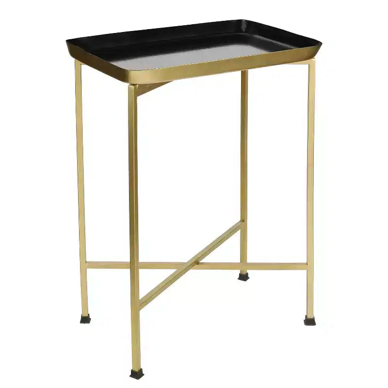 26.25" Industrial Metal Foldable Rectangular End Table & Side Table with Removable Tray Top