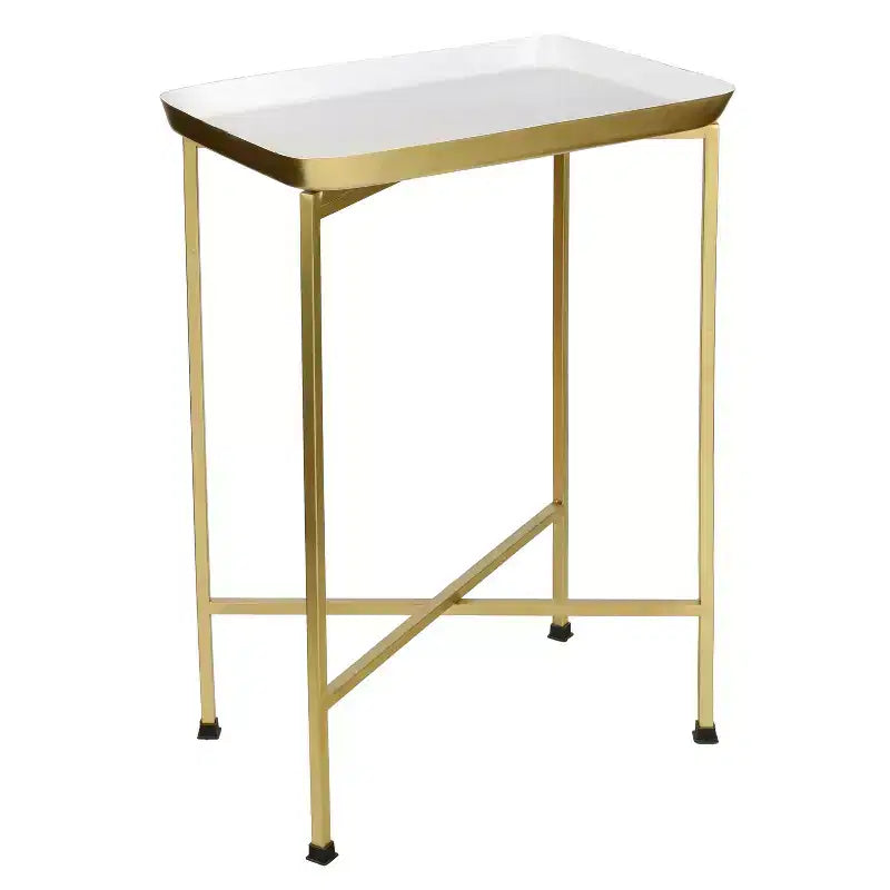 26.25" Industrial Metal Foldable Rectangular End Table & Side Table with Removable Tray Top