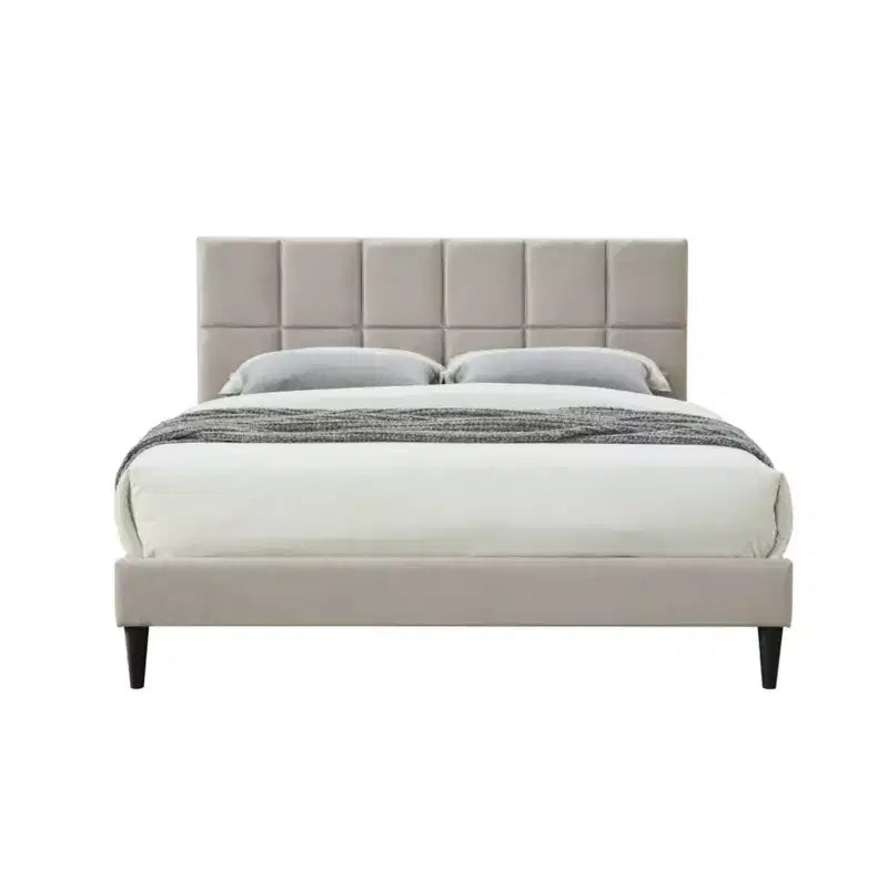 Modern Queen Size Upholstered Bed with Headboard