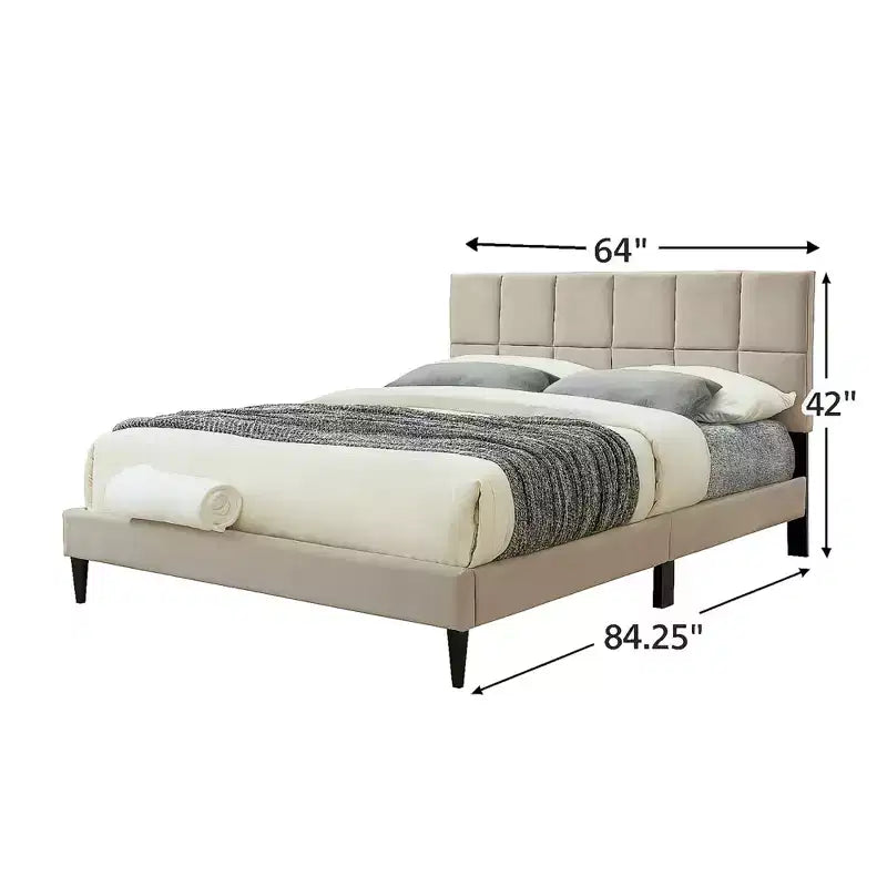 Modern Queen Size Upholstered Bed with Headboard