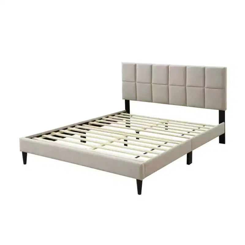 Modern Queen Size Upholstered Bed with Headboard