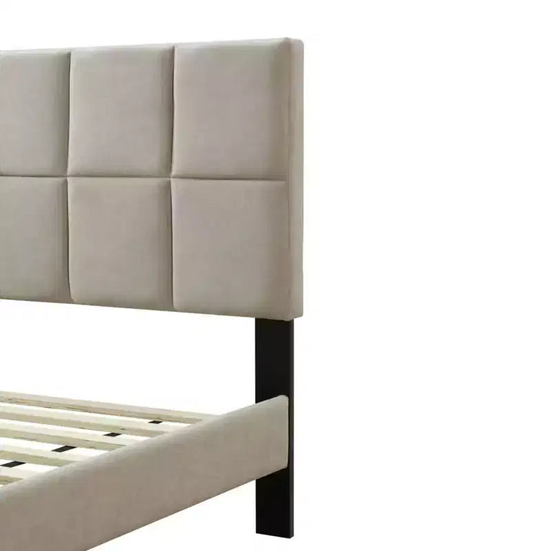 Modern Queen Size Upholstered Bed with Headboard