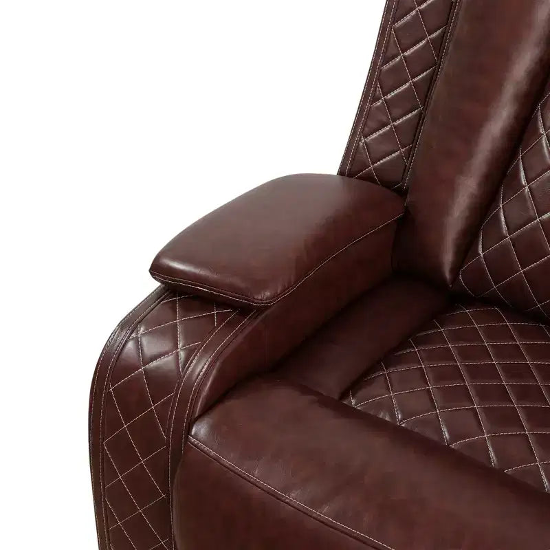 Power Reclining Loveseat Sofa, Electric 2-Seat Leather Recliner with USB Charging, Storage & Cup Holders, Brown