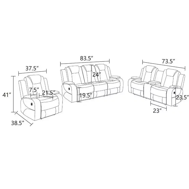 Power Reclining Loveseat Sofa, Electric 2-Seat Leather Recliner with USB Charging, Storage & Cup Holders, Brown