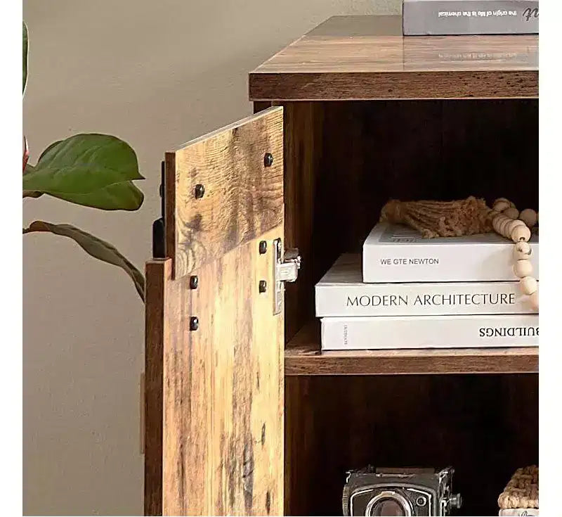 47.25IN Farmhouse Home Office Desk, Computer Desk with Faux Barn Door and 3-Tier Shelves, Standing Desk for Home Office