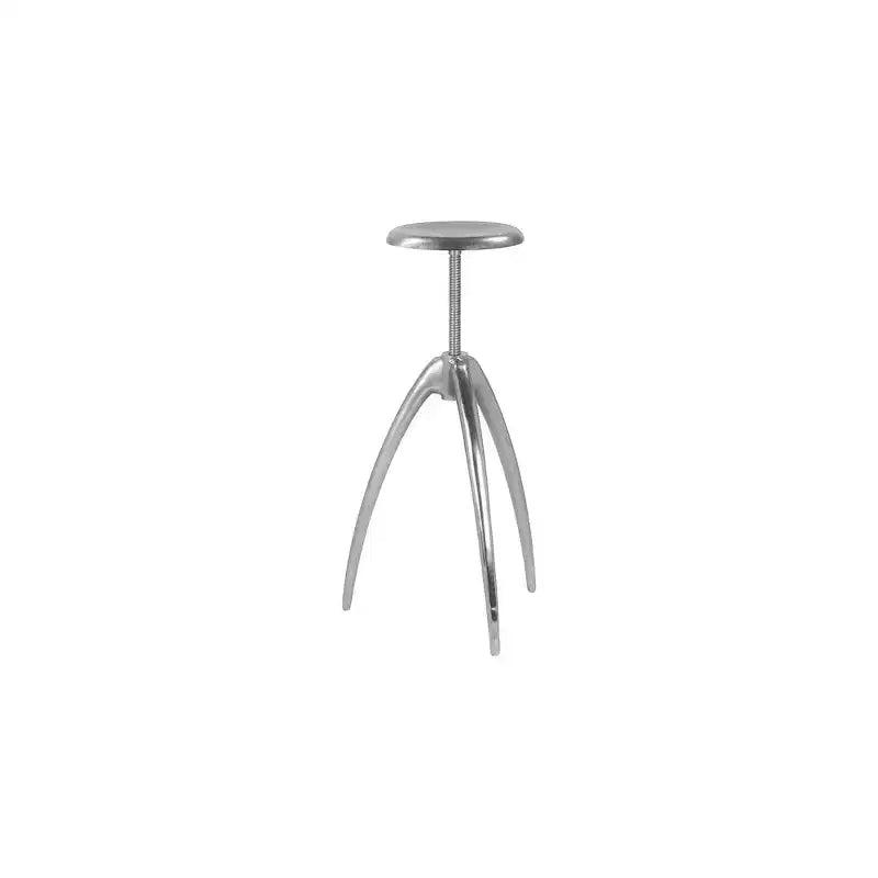 Silver Aluminum Counter/Bar Stool, Adjustable Height, Backless Armless