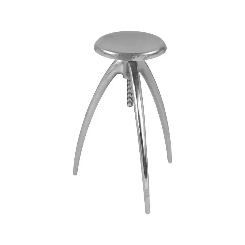 Silver Aluminum Counter/Bar Stool, Adjustable Height, Backless Armless