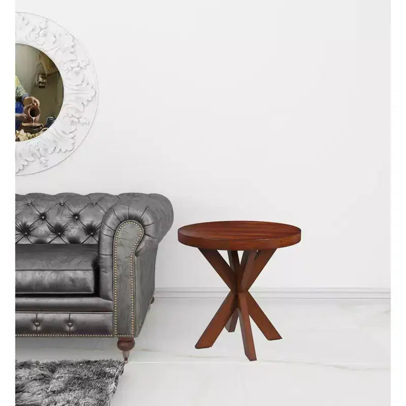 26" Antique Cherry Manufactured Wood Round End Table