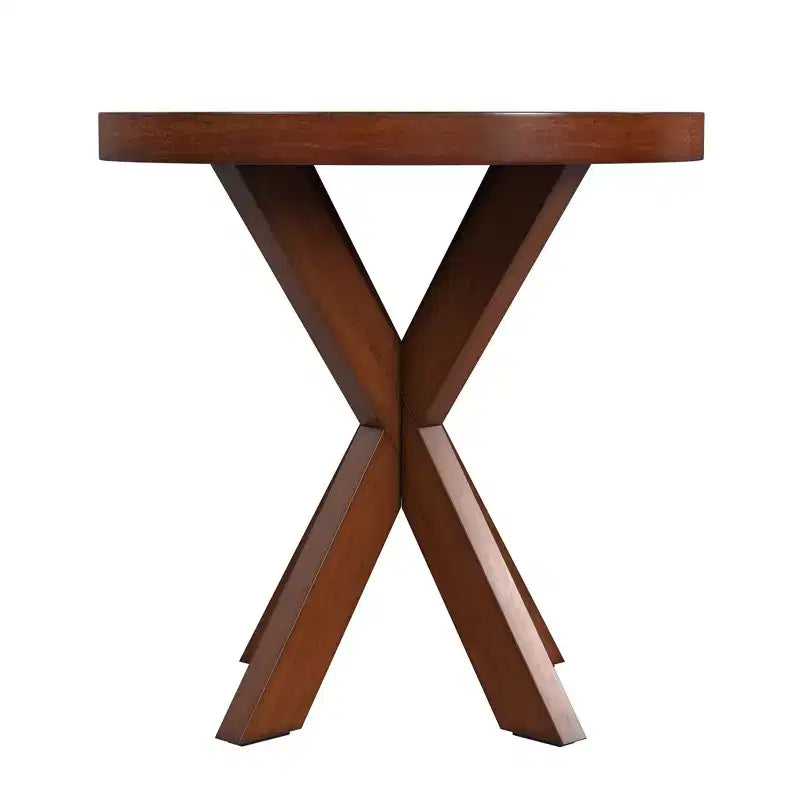 26" Antique Cherry Manufactured Wood Round End Table