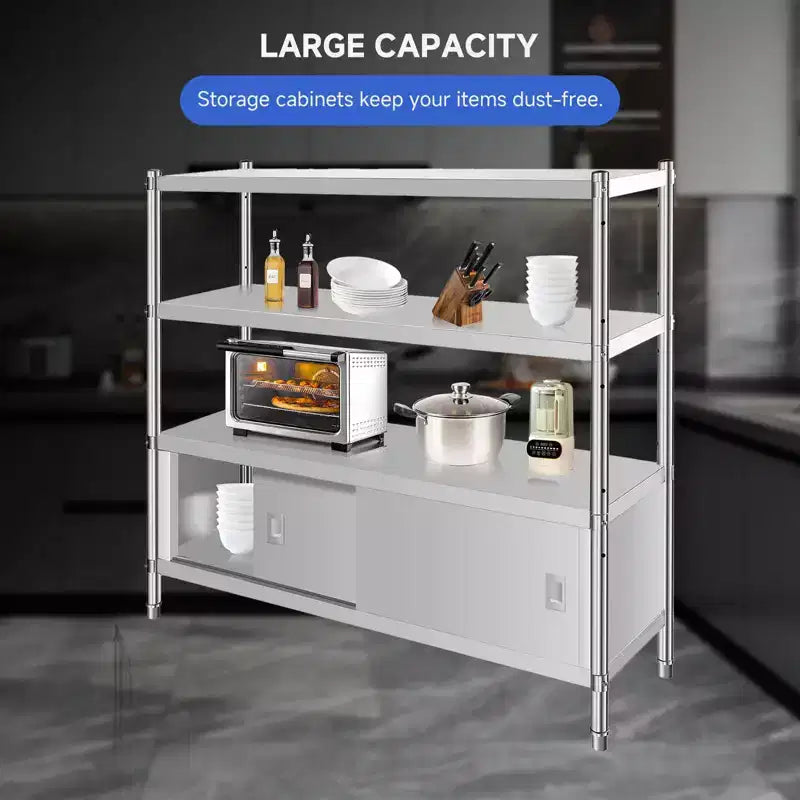 Stainless Steel 4-Tier Adjustable Shelving Unit, Heavy Duty Shelves with Wheels, Corrosion Resistant, Multipurpose for Storage