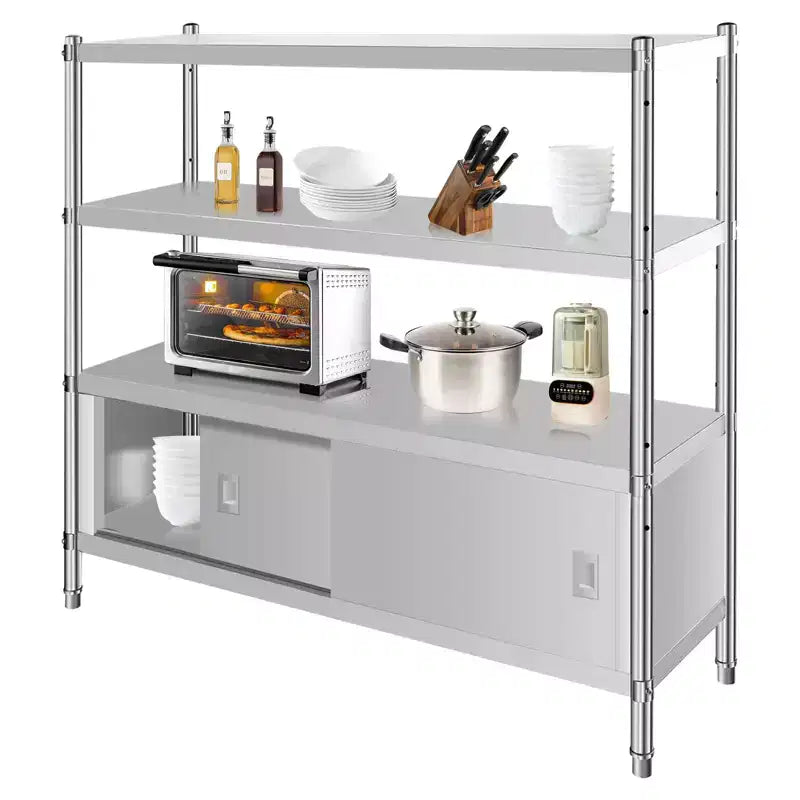 Stainless Steel 4-Tier Adjustable Shelving Unit, Heavy Duty Shelves with Wheels, Corrosion Resistant, Multipurpose for Storage