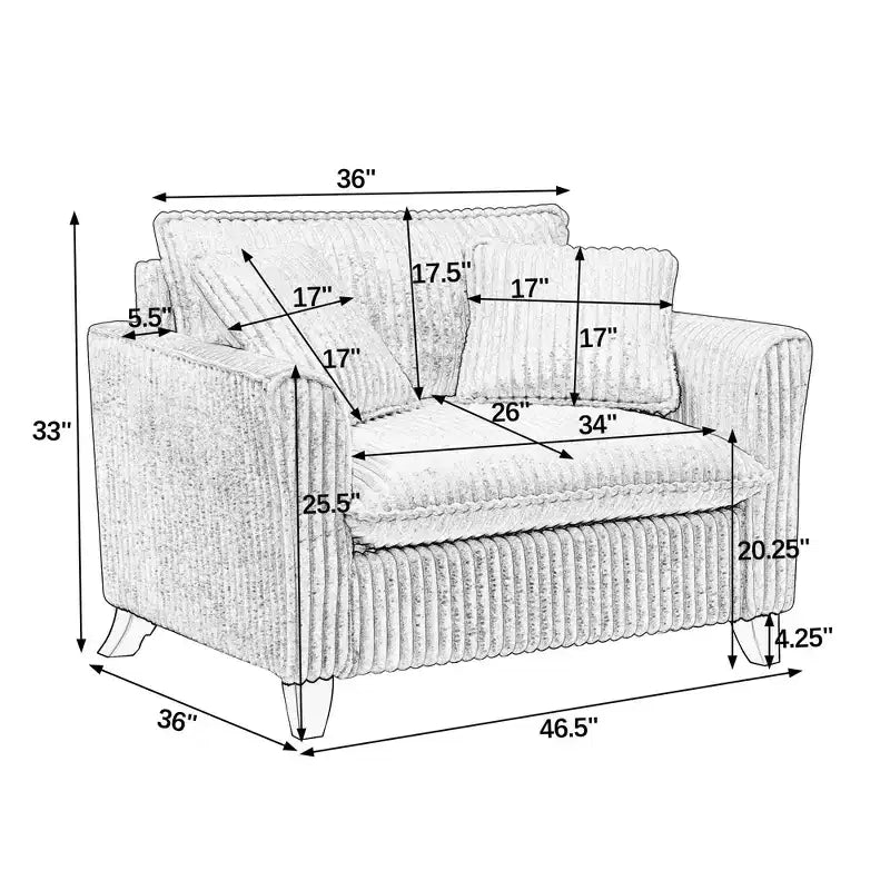 Plush Single-Seater Armchair with Soft Cushion, Backrest & Armrests, for Living Room & Bedroom