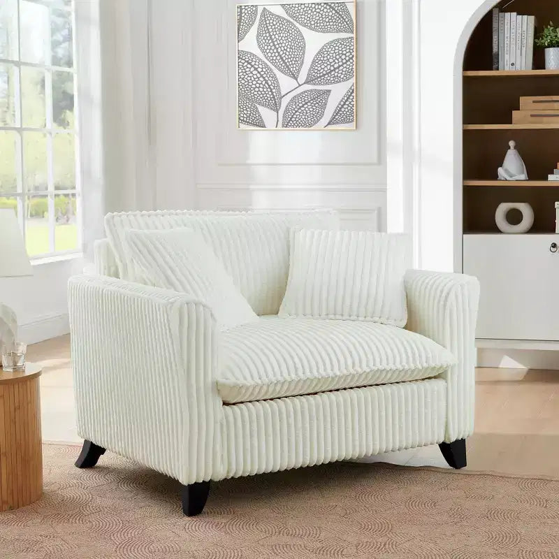 Plush Single-Seater Armchair with Soft Cushion, Backrest & Armrests, for Living Room & Bedroom