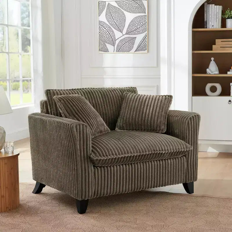Plush Single-Seater Armchair with Soft Cushion, Backrest & Armrests, for Living Room & Bedroom