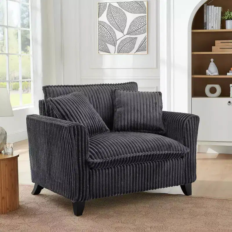 Plush Single-Seater Armchair with Soft Cushion, Backrest & Armrests, for Living Room & Bedroom