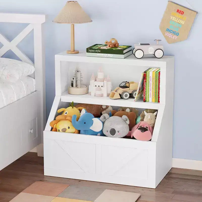 Spacious Toy Storage & Safe Design Kids Bookshelf - Wooden Toddler Bookcase with Large Cabinet, Anti-Tip for Playroom